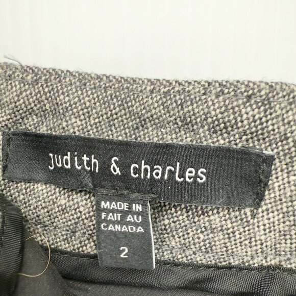 JUDITH & CHARLES Long inseam 33 Wool Designer Office Grey Tweed Straight Pants 2 - Picture 4 of 6